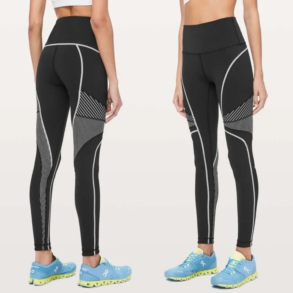 LULULEMON Channel Your Energy Tight Leggings Black White 6